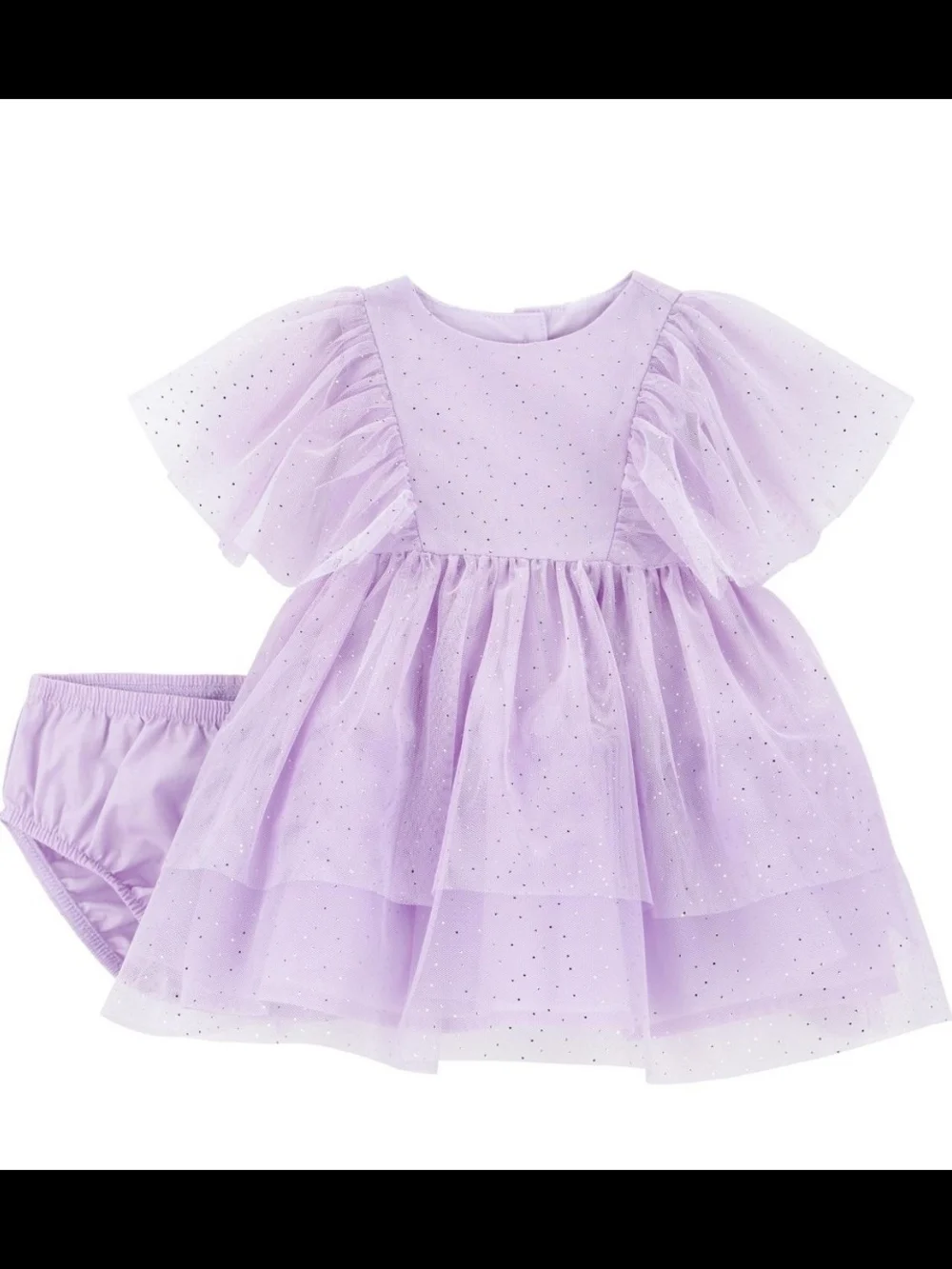 Nwt Carter's Child of Mine Baby Girl's Lilac Ruffle Sleeve Dress Set